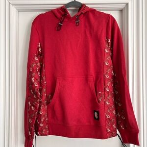 Coach Red Hoodie with Patterned Sleeves